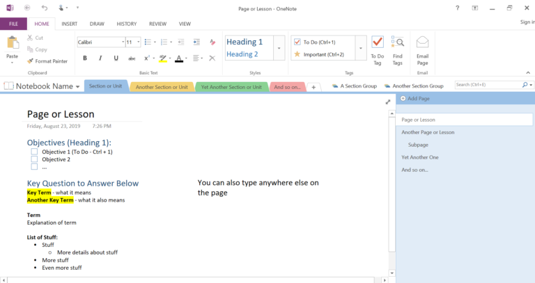 examples of onenote notebooks